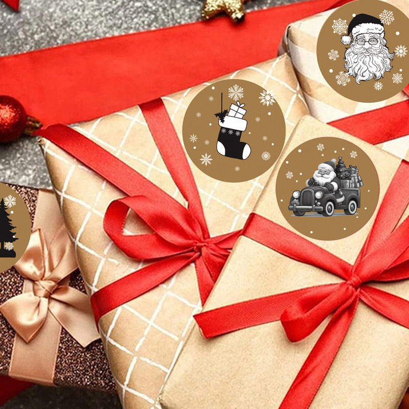 クリスマスステッカーロールステッカー2.5cmクリスマスクラフト取り外し可能防水ラウンド楽しい祭りラベル用|undefined