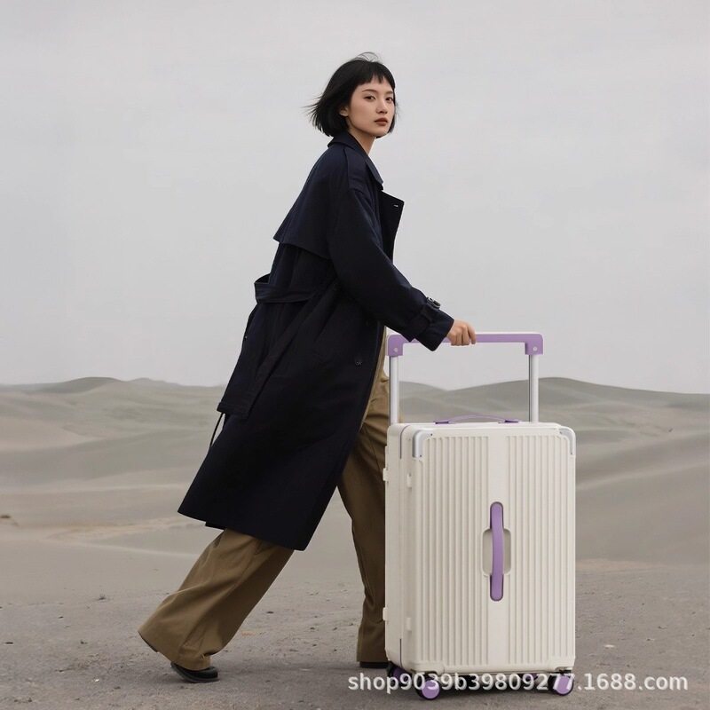 Trendy Wide Trolley Suitcase Large Capacity Student Luggage 24inch Trolley Case Sturdy and Durable Password Box Business Trendy Wide Trolley Suitcase Large Capacity Student Luggage 24inch Trolley Case Sturdy and Durable Password Box Business