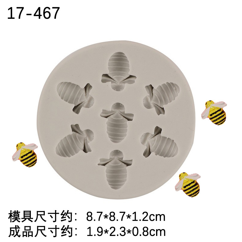Múltiples molde de silicona en forma de abeja fondant pastel decoración chocolate molde arcilla herramienta de cerámica suave