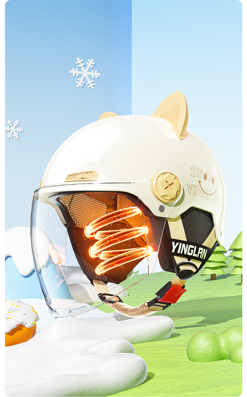 Cute Helmet for Electric Scooters, Women's 3C Certified, All-Season Use, High Aesthetic Value, Electric Motorcycle Safety Helmet for Men