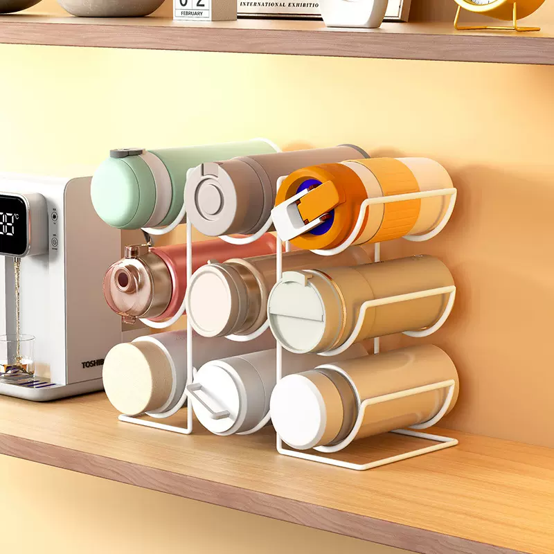 水杯收纳架多层桌面创意叠加杯架防尘车间工厂柜内放保温杯置物架