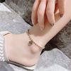 Ankle bracelet stainless steel, golden red fashionable small bell for elementary school students, Korean style, 18 carat, pink gold, simple and elegant design