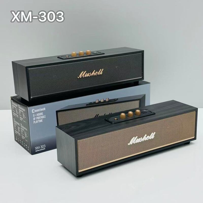 New Xm303 Retro Trendy Bluetooth Speaker Wooden Leather Outdoor Portable Subwoofer 10W
