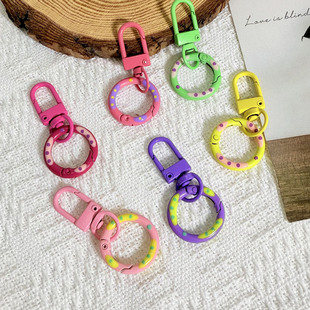 Candy Color Door Buckle Plus Spring Buckle DIY Key Chain Ring Doll Bag Pendant Key Chain Jewelry Accessories