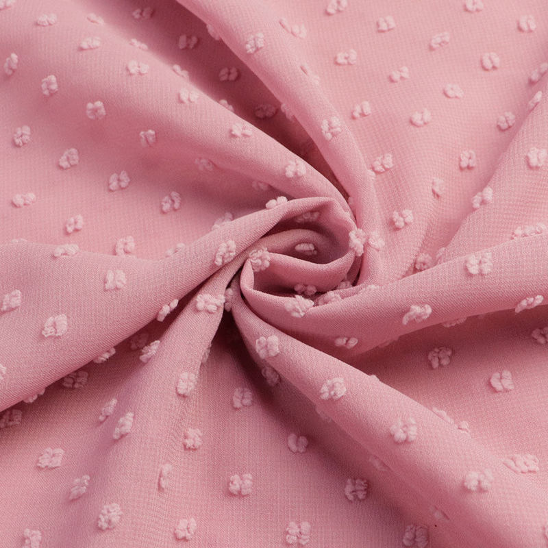 In-stock from the manufacturer: High-twist medium-pile chiffon cut-out fabric, spring-summer dress fabric with raised dots, available in multiple colors