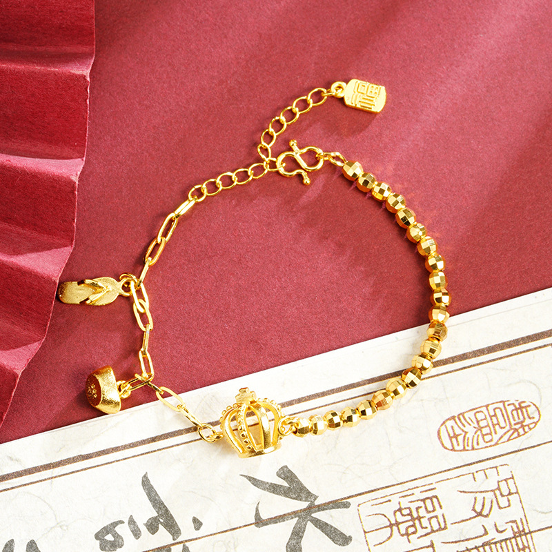 Nuevos productos Gufasha pulsera de oro Fu marca corona yuan Bao multifuncional pulsera de alta calidad no se desvanece el suministro de joyas