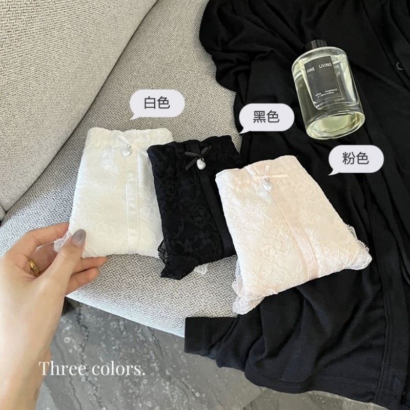 奢华浪漫~柔软细腻蕾丝内裤女甜美纯欲中高腰包臀舒适三角裤棉裆|undefined