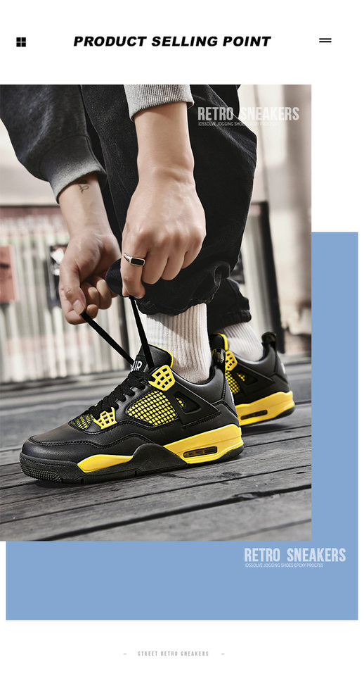 Giày sneaker thể thao cổ thấp đế dày chống trượt, thân da nhân tạo thoáng khí, dáng giày bóng rổ — Mẹ điện, Paris, thần sấm sét, xi măng trắng chi tiết 13