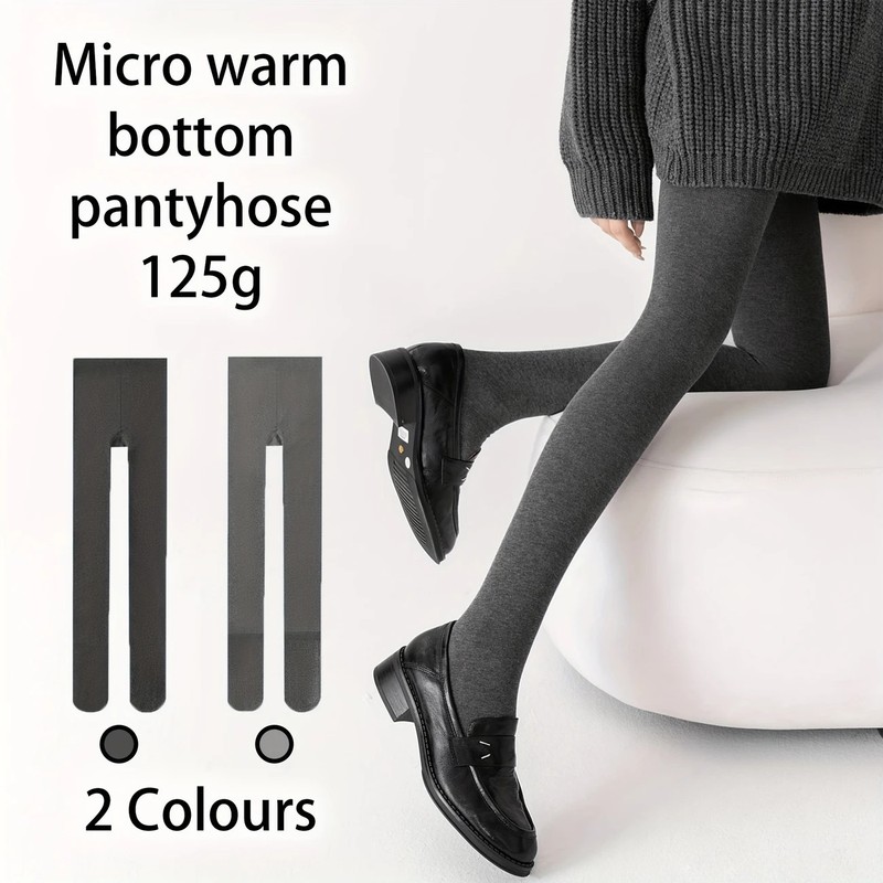 Pure Cotton Vertical Striped Leggings with a High-End Feel, Gray Spring, Autumn, and Winter Thickened Warm Leggings with Feet, Women's Plus-Size Stockings