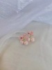 Cute fresh fuchsia beads with bow, earrings, silver needle