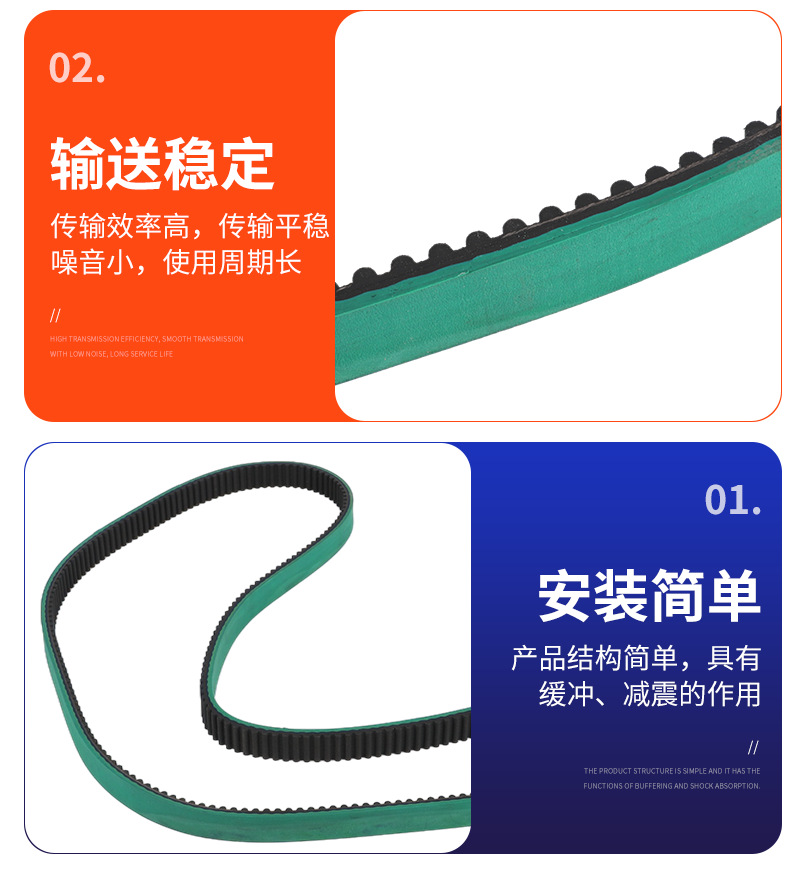 Green rubber timing belt for textile and printing machinery, transmission belt with trapezoidal teeth, PU polyurethane single-sided toothed timing belt