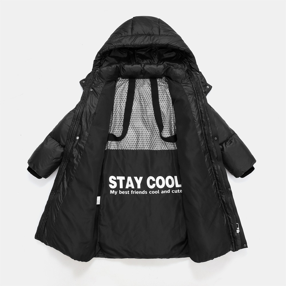 Chaquetas de plumón para niños hombres y mujeres gruesas medias y largas calientes invierno oro negro diamante negro ropa de niños mediana y grande chaqueta corta