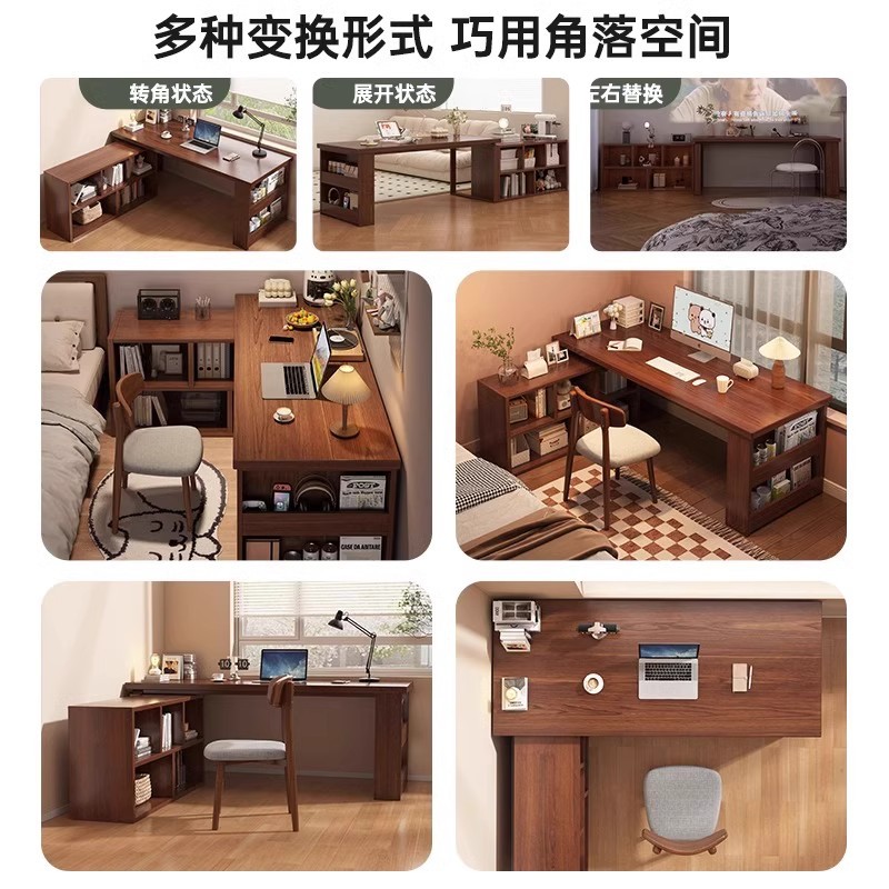 Mesa de esquina de madera maciza escritorio de escritorio en una mesa de computadora dormitorio para niñas cómoda L-esquina estudio escritorio