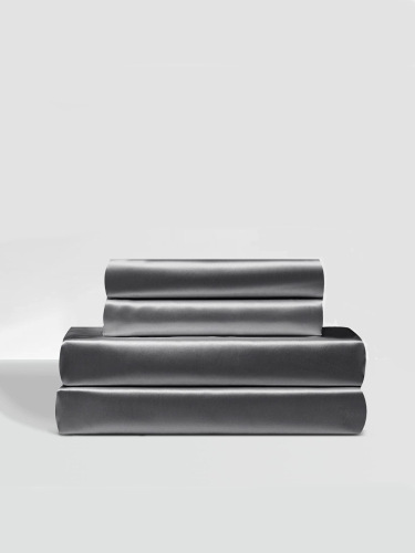 European and American Style Satin Four-Piece Set Solid Color Simulated Silk Bed Sheet and Pillowcase Home Bedding