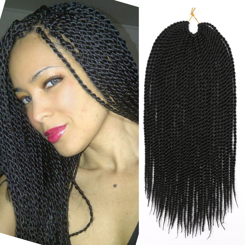 Synthetic Fiber Hand-Twisted Two-Strand Fine Braided Wigs, Senegalese Twist Hair Extensions, Crochet Braided Hair
