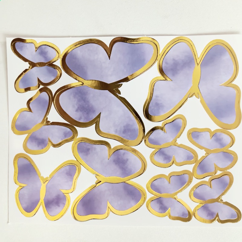 生日蛋糕装饰烘焙插件漫彩色烫金蝴蝶浪插旗DIY网红甜品台装扮|undefined