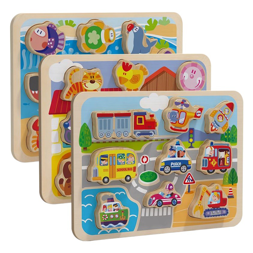 De los niños digital animal mano agarre tablero Montessori educación temprana bebé forma Juego rompecabezas de madera de transferencia de calor rompecabezas