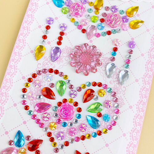 Sticker Children Diamond Gem Acrylic Crystal Sticker Toy Princess 3D Cartoon Cute Decal Art Wholesale