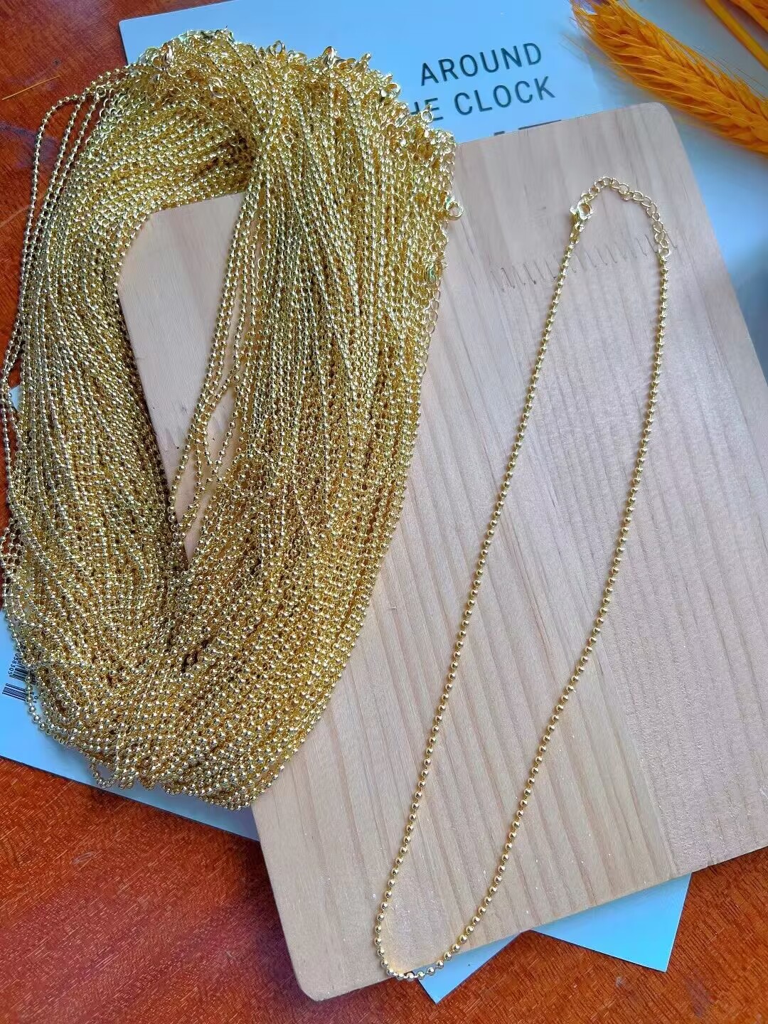 Necklace Classification Copper Chain Material Bead Chain Chain Type 20 PCS/Package Quantity Vintage Style Geometric Solid Color Alloy Copper Plating Unisex Necklace
