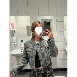 初秋短款牛仔外套女春秋新款小个子宽松复古蓝时尚洋气高工厂批发