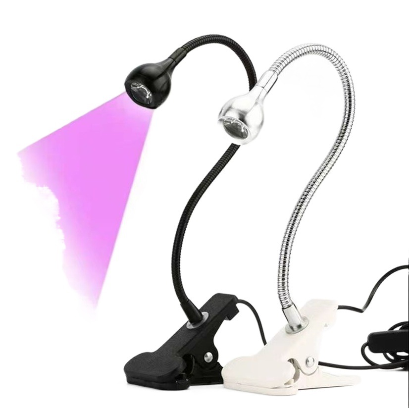 Lámpara de Curado UV al por Mayor, Luz Ambiental Morada, Lámpara Detectora de Dinero, Lámpara para Pesca en Balsa, Lámpara de Escritorio con Clip de Protección Ocular USB, Mini Lámpara para Uñas