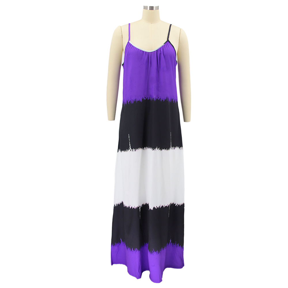 Printed Colorblock Ladies Maxi Dress