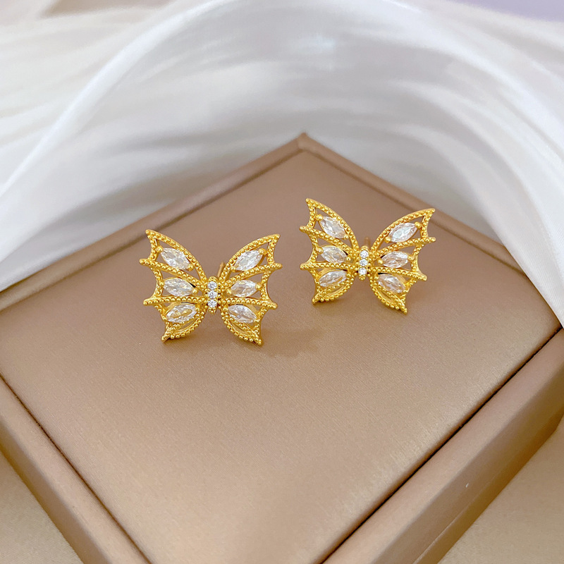 Set collana e orecchini farfalla con strass di lusso_voghion.com