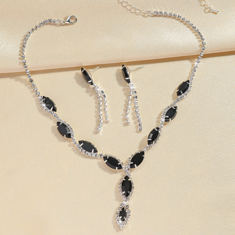 Brautschmuck Halskette Ohrringe Schmuckset Bankettkleid Halskette modische und vielseitige Temperamentaccessoires_voghion.com