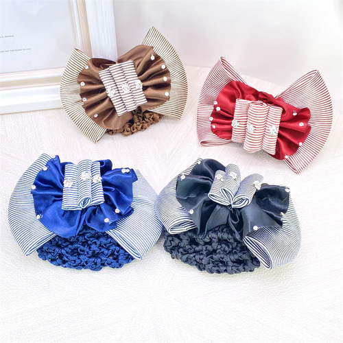 Bank nurse head flower girl hotel work professional hair net stewardess hair pocket head flower plate hair clip hair accessories net pocket