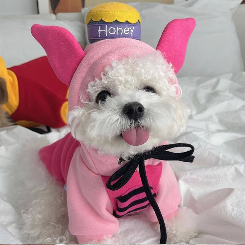 BICHON FRIZE 봄과 가을 포메라니안 운동복 슈나우저 강아지 옷 코기 고양이 작은 테디 애완 동물 강아지 폴리 에스터