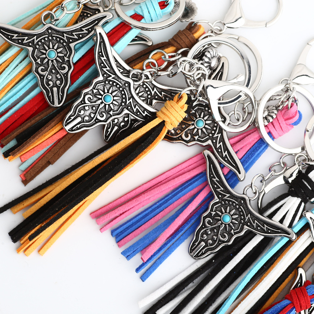 Bohemian Cattle Metal Unisex Bag Pendant Keychain display picture 1