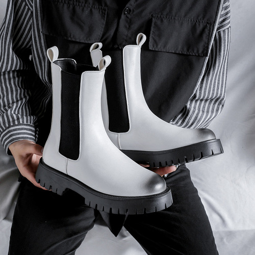 Winter black adult boys' adhesive shoes men's round toe artificial fur Martin boots 9612