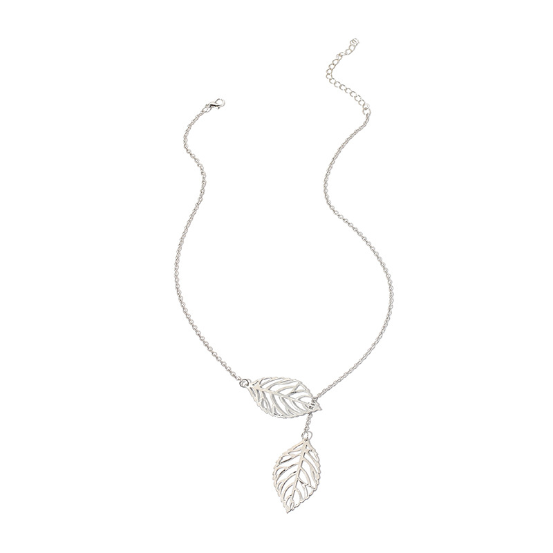 7g Weight Necklace Classification Wedding, Travel Occasion Women'S Gender Silver Color Fashion Leaf Necklace 12