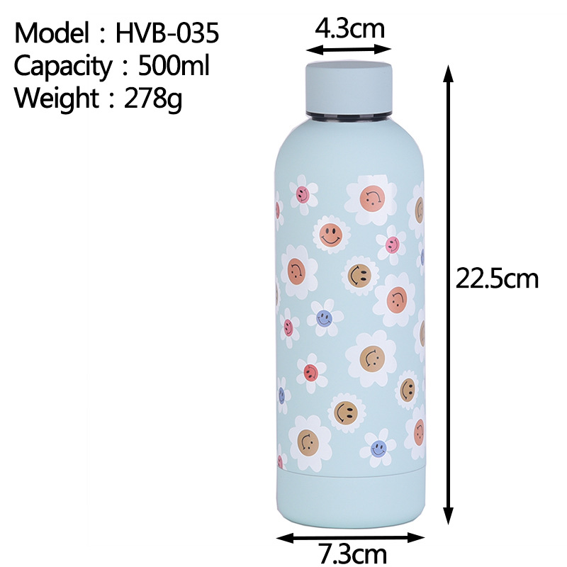 2024 nueva taza de vacío de acero inoxidable transfronteriza creativa americana botella de boca pequeña taza de agua abstracta taza de carrera simple al por mayor