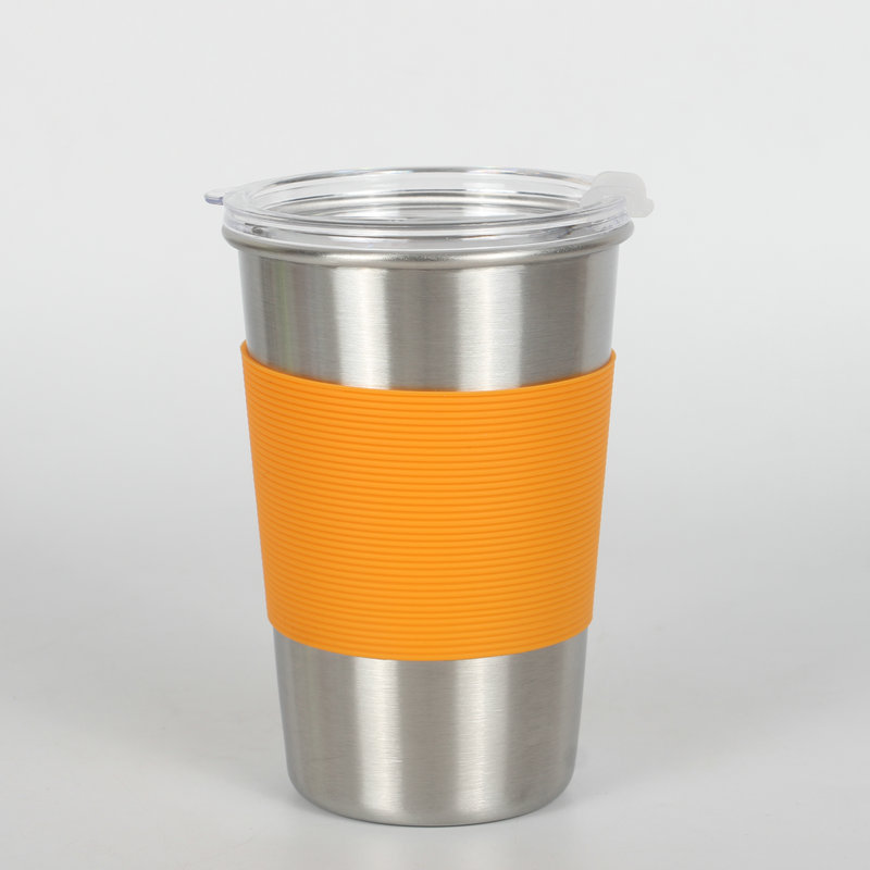 304ステンレスカップシリコンカップ付きプラスチック蓋コーヒーカップ飲料ミルクカップ|undefined