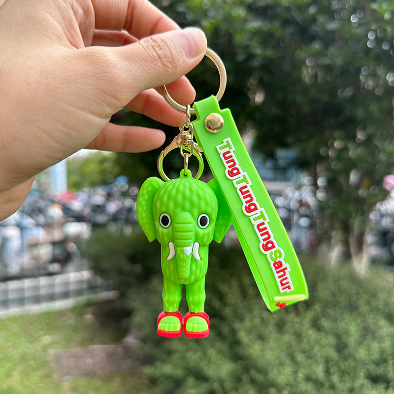 Douyin ホットエッセンス外国山と海の経典 PVC キーホルダーペンダント抽象面白い木の棒人間の大きな足の木人形キー|undefined