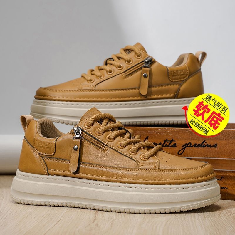 Off-Size Men's Shoes 2025 New Breathable Non-Slip Sports Sneakers Spring & Fall Versatile Fashionable Soft-Soled Casual Leather Shoes