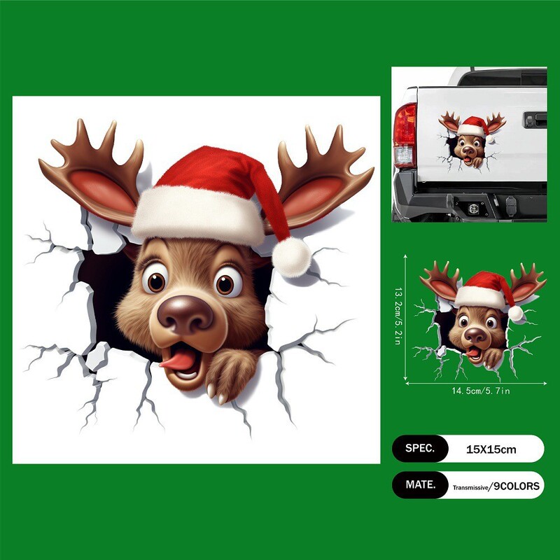 2026 工場直販クロスボーダークリスマス装飾ライトヘラジカガラスステッカーショップガラス窓静電卸売|undefined