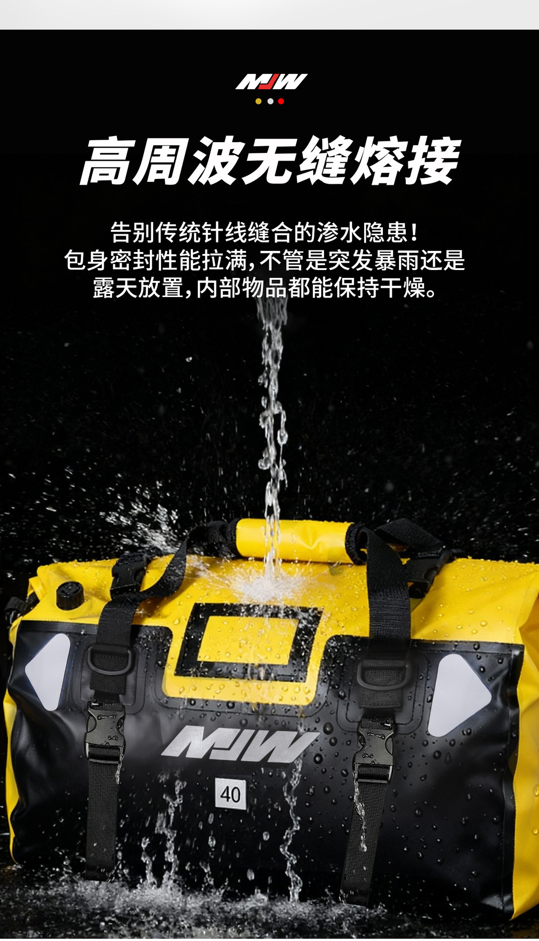 Mjw40Lpvc Motorcycle Waterproof Pannier Bag, Motorcycle Helmet Bag, Riding Luggage Bag, Long-Distance Motorcycle Travel Rear Seat Side Bag