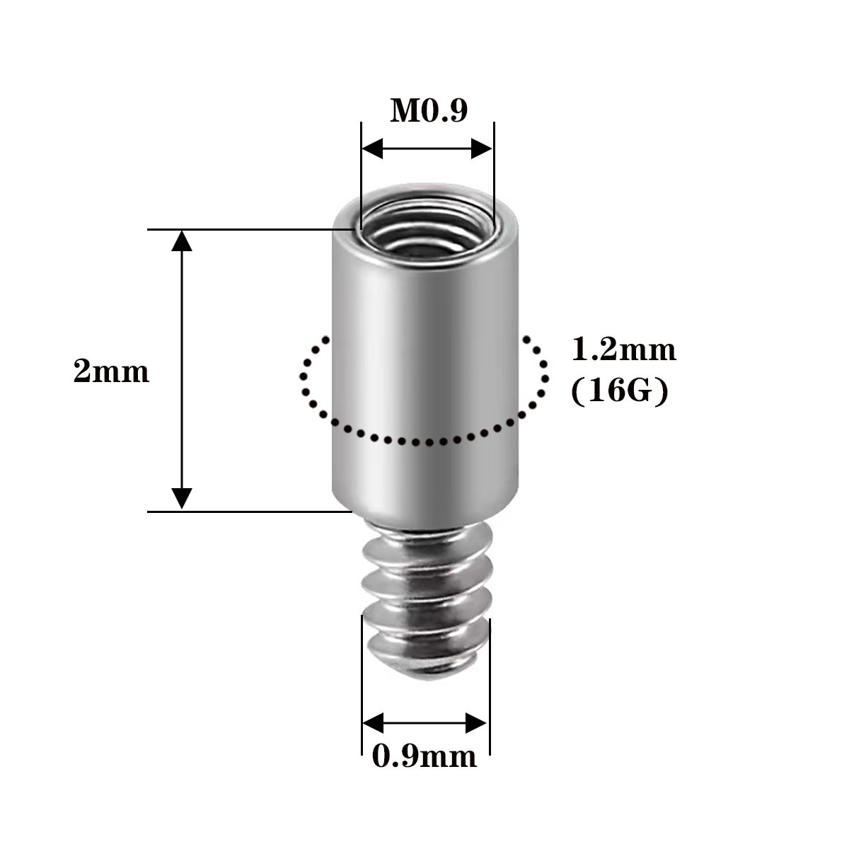 G23 Titanium 2mm Extension Rod for F136 Titanium Internally Threaded Lip, Ear, Navel Piercing Accessories detail image 10