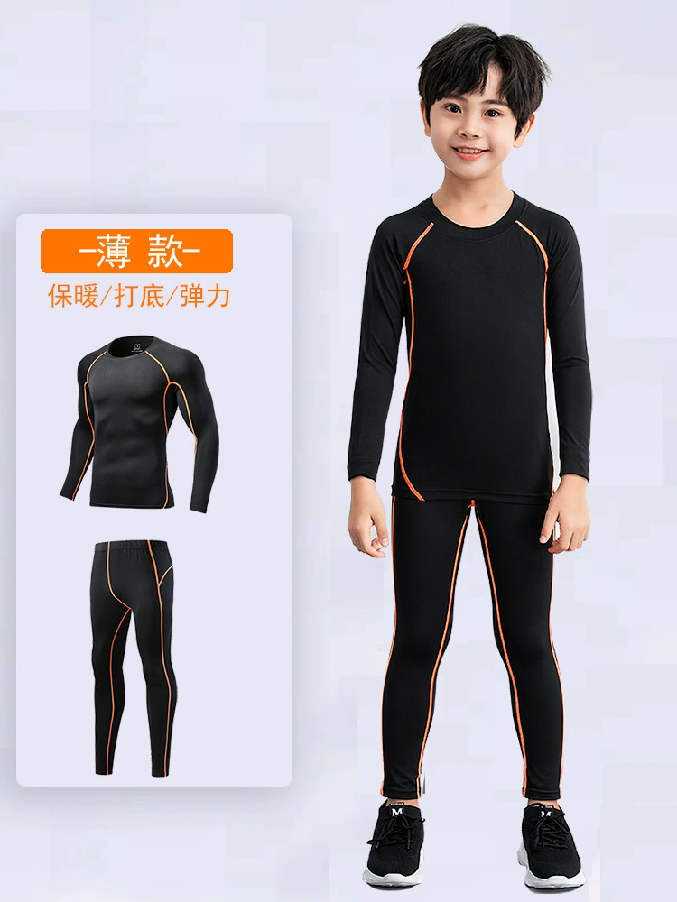 Children's fleece basketball football sports suit for training for gym, quick dry long-sleeve, tight, for running