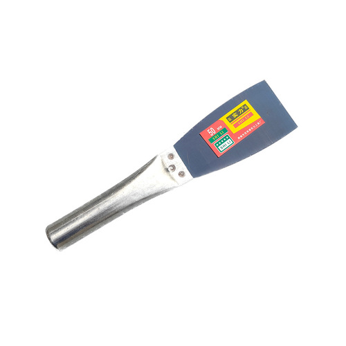 Iron-handled blue steel thick putty knife, putty knife, joint compound trowel, scraping knife, paint tools, white paint scraper, wall crack filler