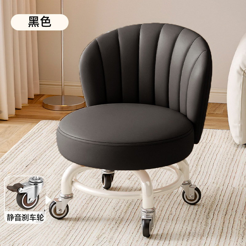 Rueda universal móvil pequeño taburete giratorio con respaldo taburete con polea para bebés pequeños taburete bajo para cambiar zapatos taburete simple antideslizante image 13
