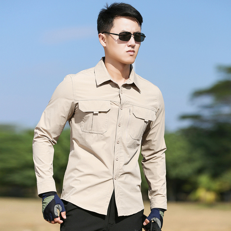 Outdoor light elastic military fan quick-drying shirt men's long-sleeved tactical quick-drying shirt men's shirt sunscreen breathable summer