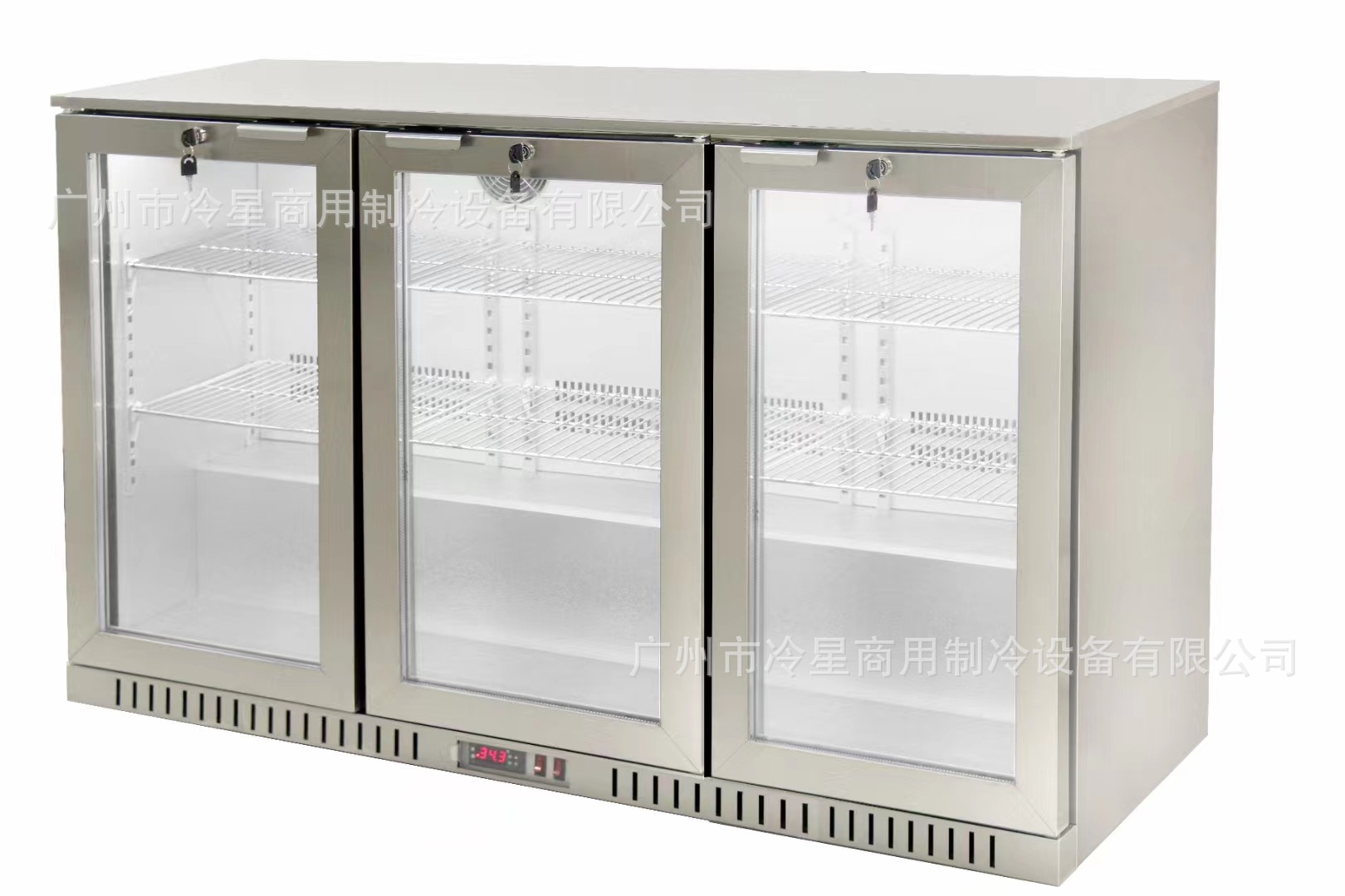 三门不锈钢嵌入式冰箱KTV酒水展示冰柜冷藏风冷保鲜柜110V60hz