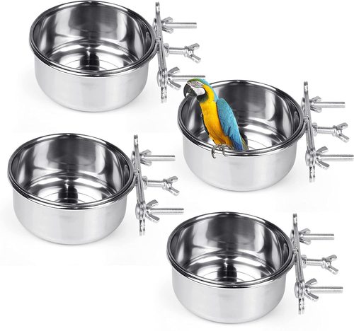 Parrot food cup stainless steel food bowl food box food bowl water basin water cup trough bird special feed anti-spill food cup