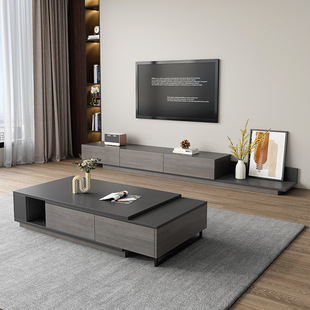 Retractable Coffee Table TV Cabinet Combination Modern Simple Nordic Style Living Room Home Light Luxury Tea Table