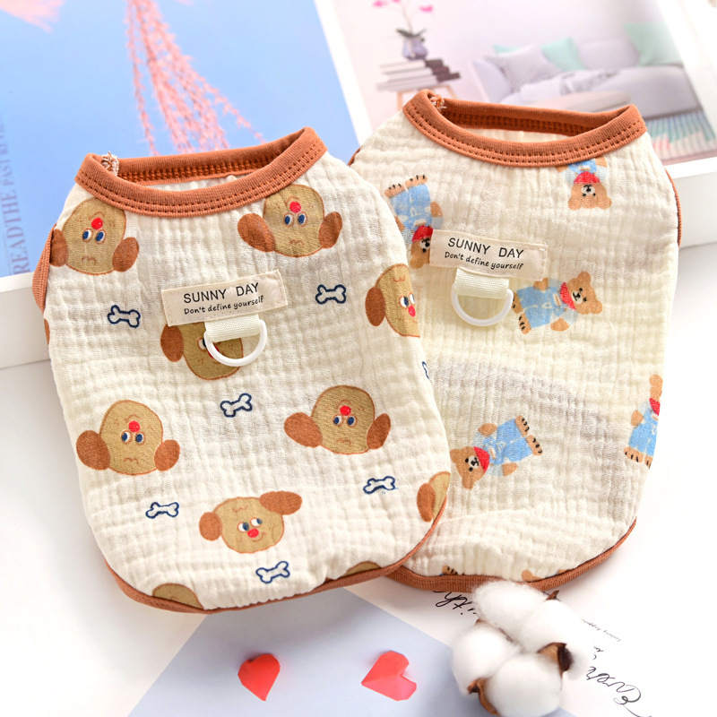 Ins Japanese and Korean Pet Clothes Spring and Summer Cat Dog Clothes Teddy Bixiong Small Dog Home Thin Vest