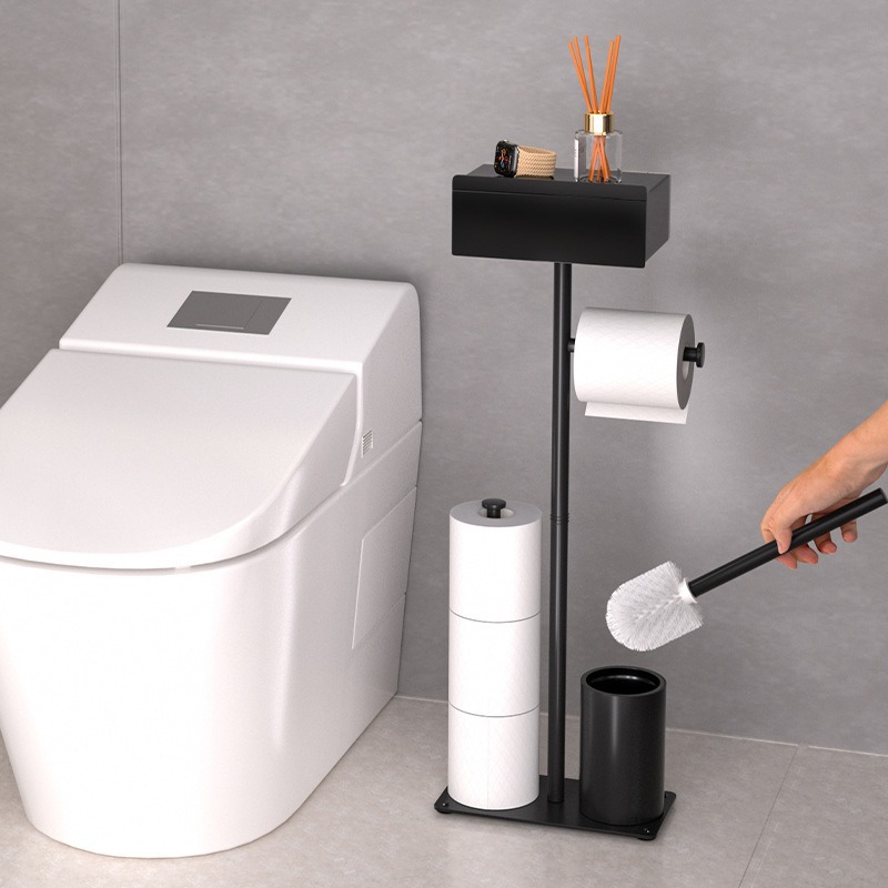 Transfronterizo toallitas de baño estante de papel rodante vertical de suelo doméstico estante de papel de baño con cajón de inodoro cepillo estante de papel de baño
