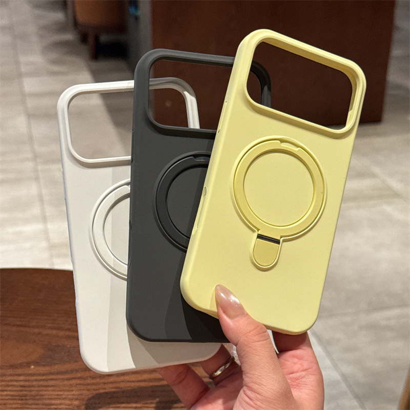 Suitable for Apple Iphone17 Mobile Phone Case 16Promax Liquid Silicone Bracket Wireless Charging Magnetic Suction Fulcrum Case 15